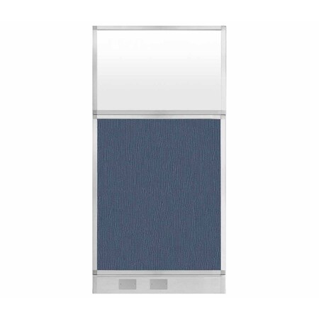 Versare Hush Panel Configurable Cubicle Partition 3' x 6' Ocean Fabric Frosted Window w/ Cable Channel 1856315-3